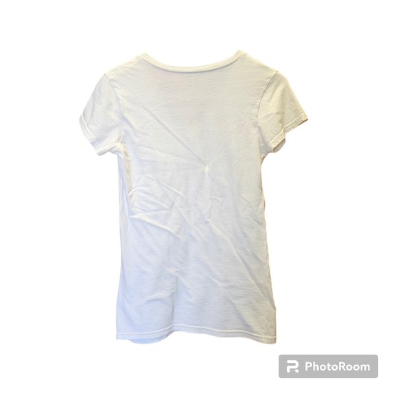 4/$20 Soffe 'Gym & Tonic' White V Neck Tee size XS/S - Picture 2 of 3